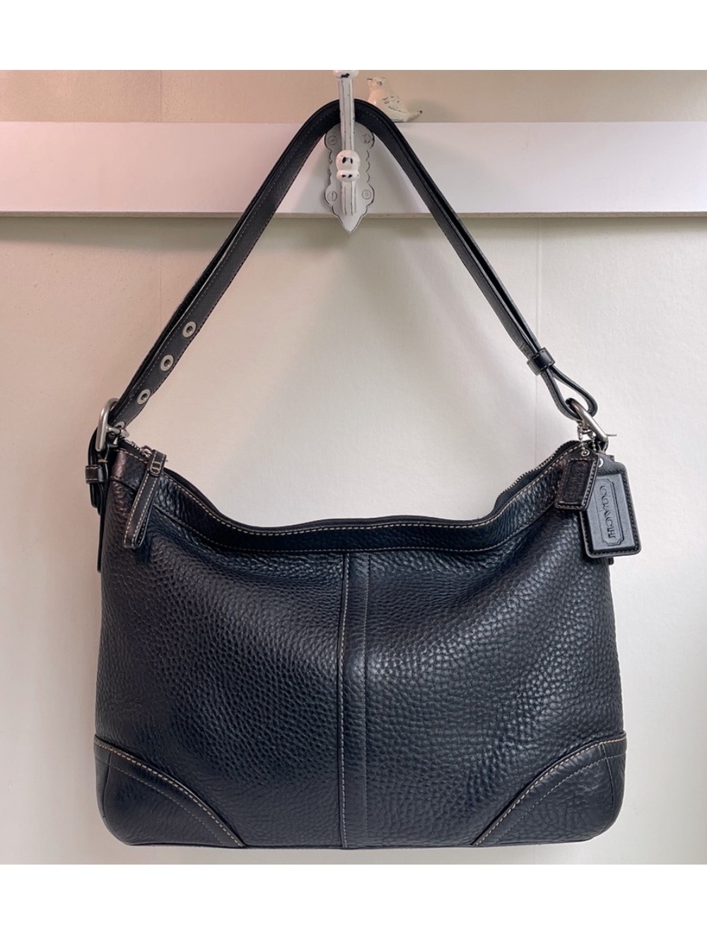 COACH Pebbled Leather Large East West Soft Duffle Shoulder Crossbody Bag